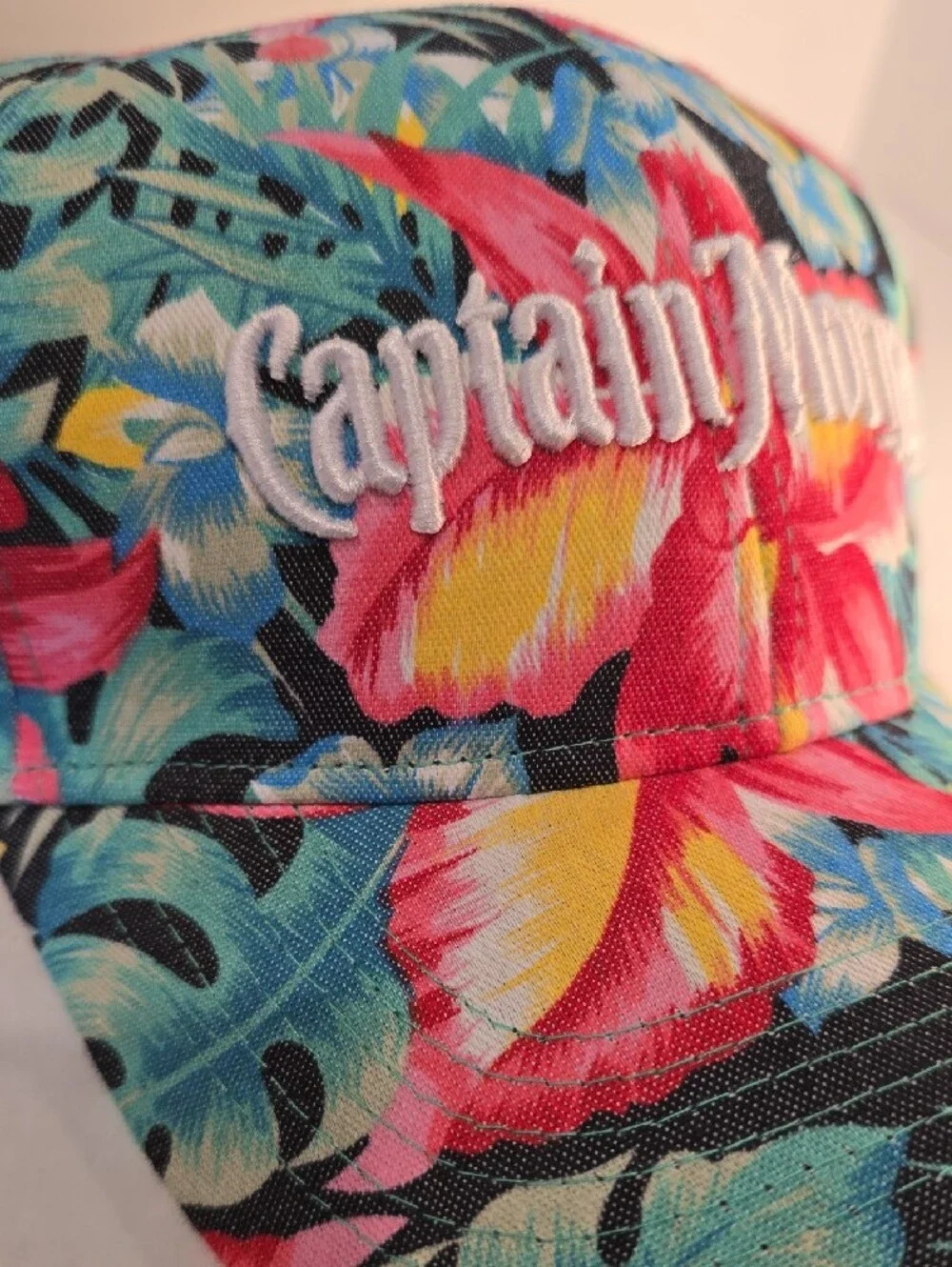 Captain Morgan Floral Tropical Baseball Cap - Pink/Green/Blue